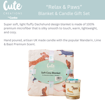 DACHSHUND Relax & Paws Blanket & Candle Gift Set