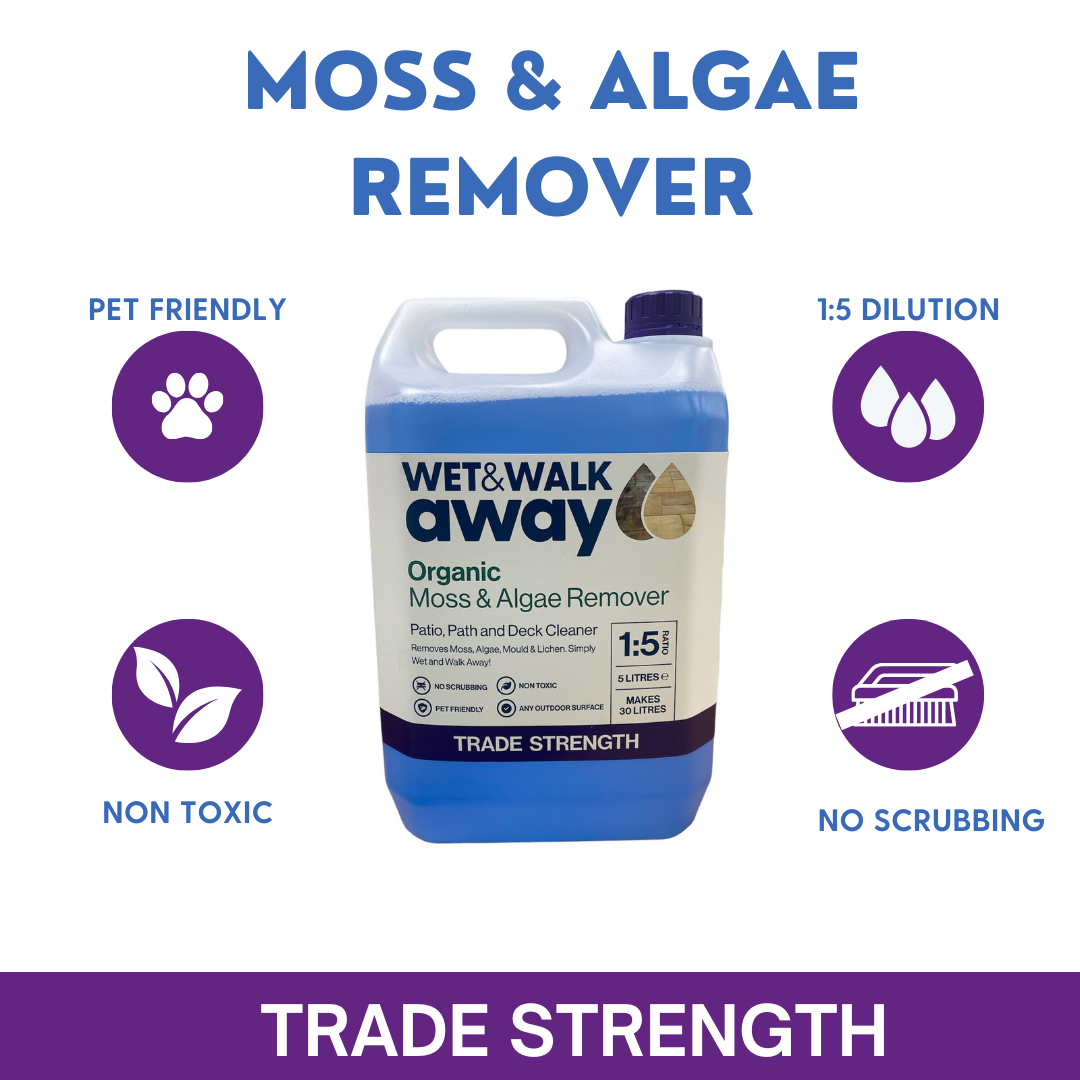 Wet & Walk Away Organic Moss & Algae Remover, Patio Cleaner, Mould, Lichen Remover 2.5Ltr Concentrate