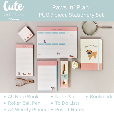 Paws 'n' Plan French Bulldog 7 Piece Stationery Gift Set