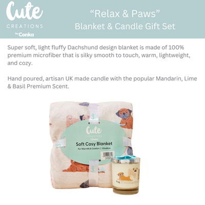 PUG Relax & Paws Blanket & Candle Gift Set