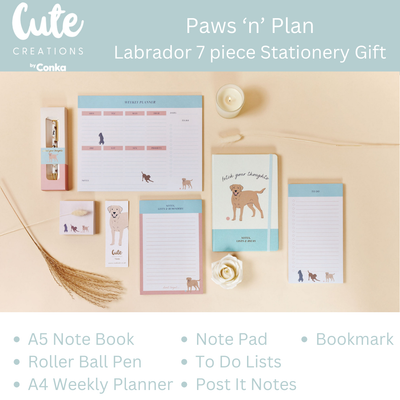 Paws 'n' Plan Labrador Design 7 Piece Stationery Gift Set