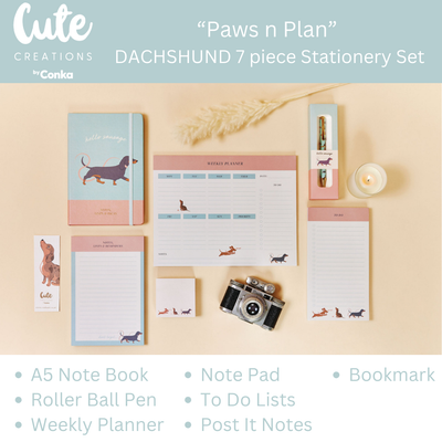 Paws 'n' Plan Dachshund Dog Lovers 7 Piece Stationery Gift Set