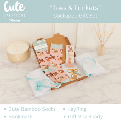 Cockapoo Toes & Trinkets Gift Set - Socks, Bookmark & Keyring