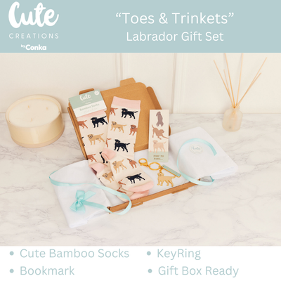 Labrador Toes & Trinkets Gift Set - Socks, Bookmark & Keyring