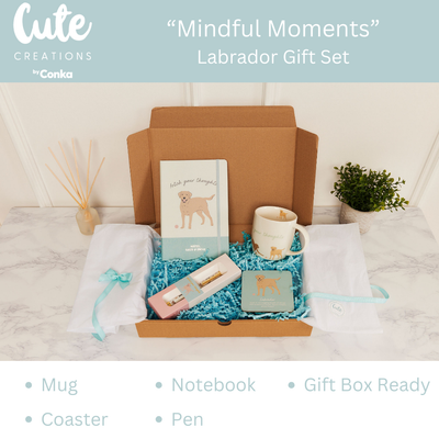 Labrador 'Mindful Moments' Gift Set - Mug, Coaster, Notebook & Pen