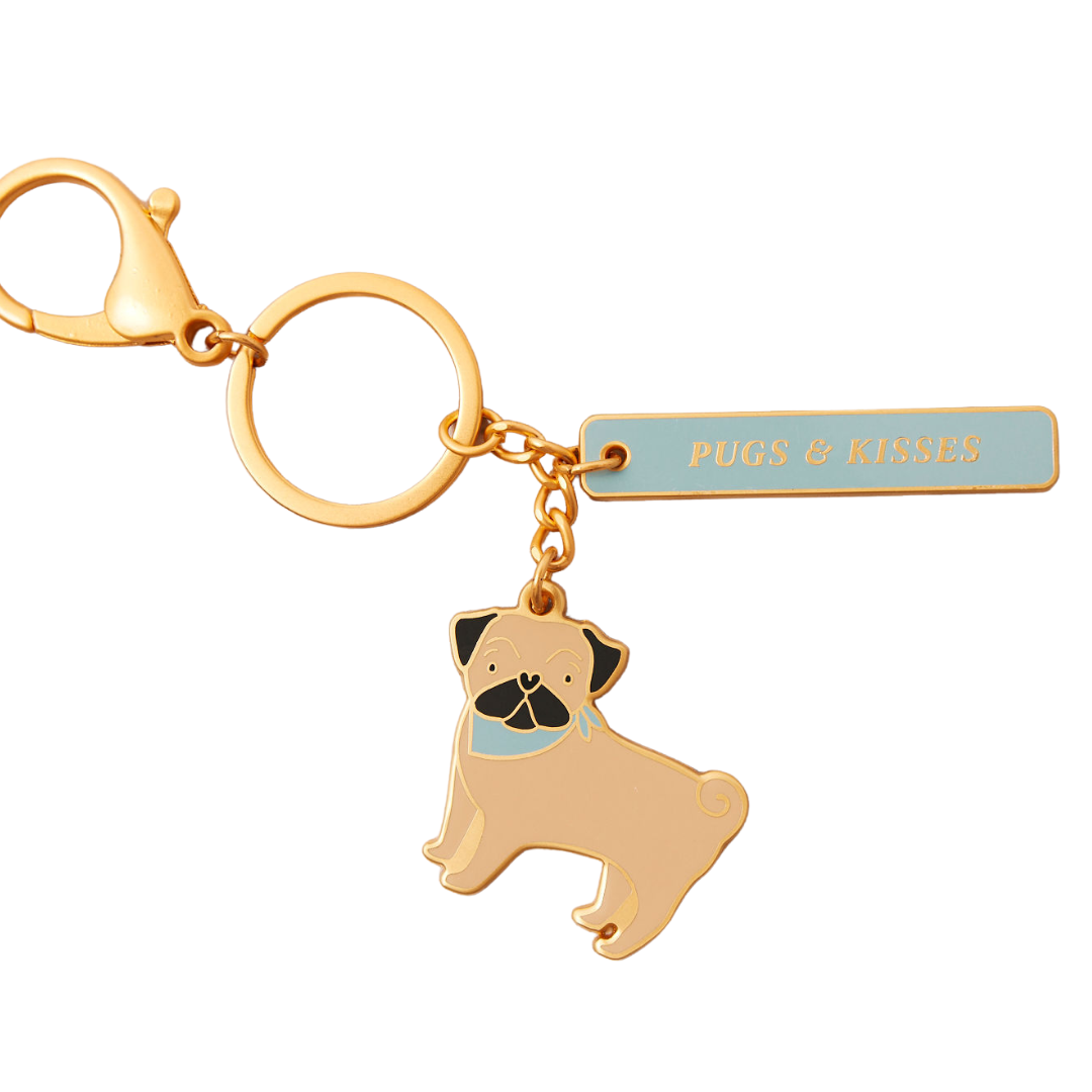 Pug "Pugs & Kisses " Keyring