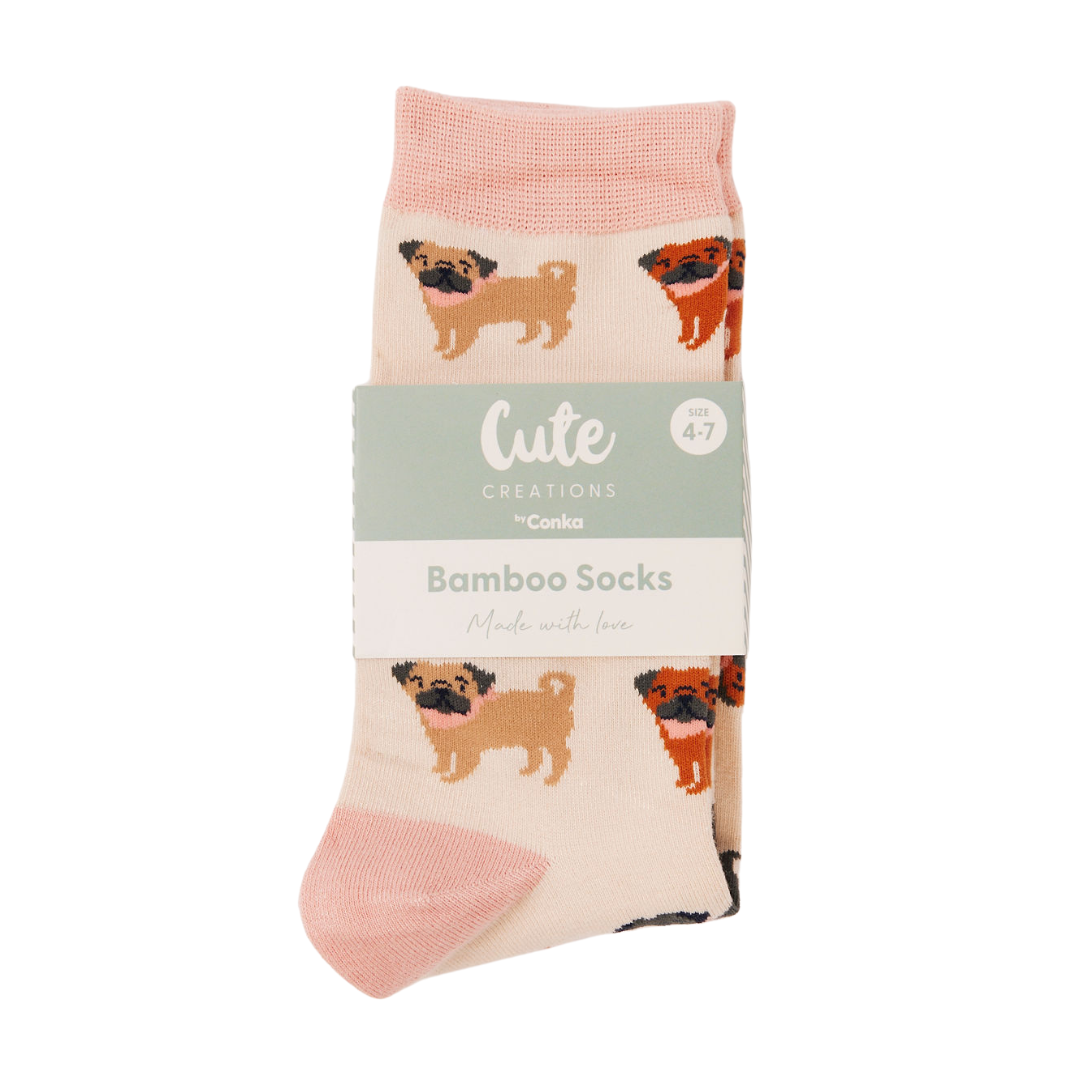 Bamboo Socks with Pug Dog Design